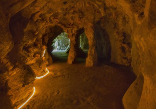 A beautiful shot of the inside of a stone cave in Sintra, Portugal